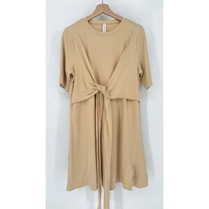 Lululemon Cotton Wrap-Front T-Shirt Dress Prosecco Yellow Short Sleeve Size 10